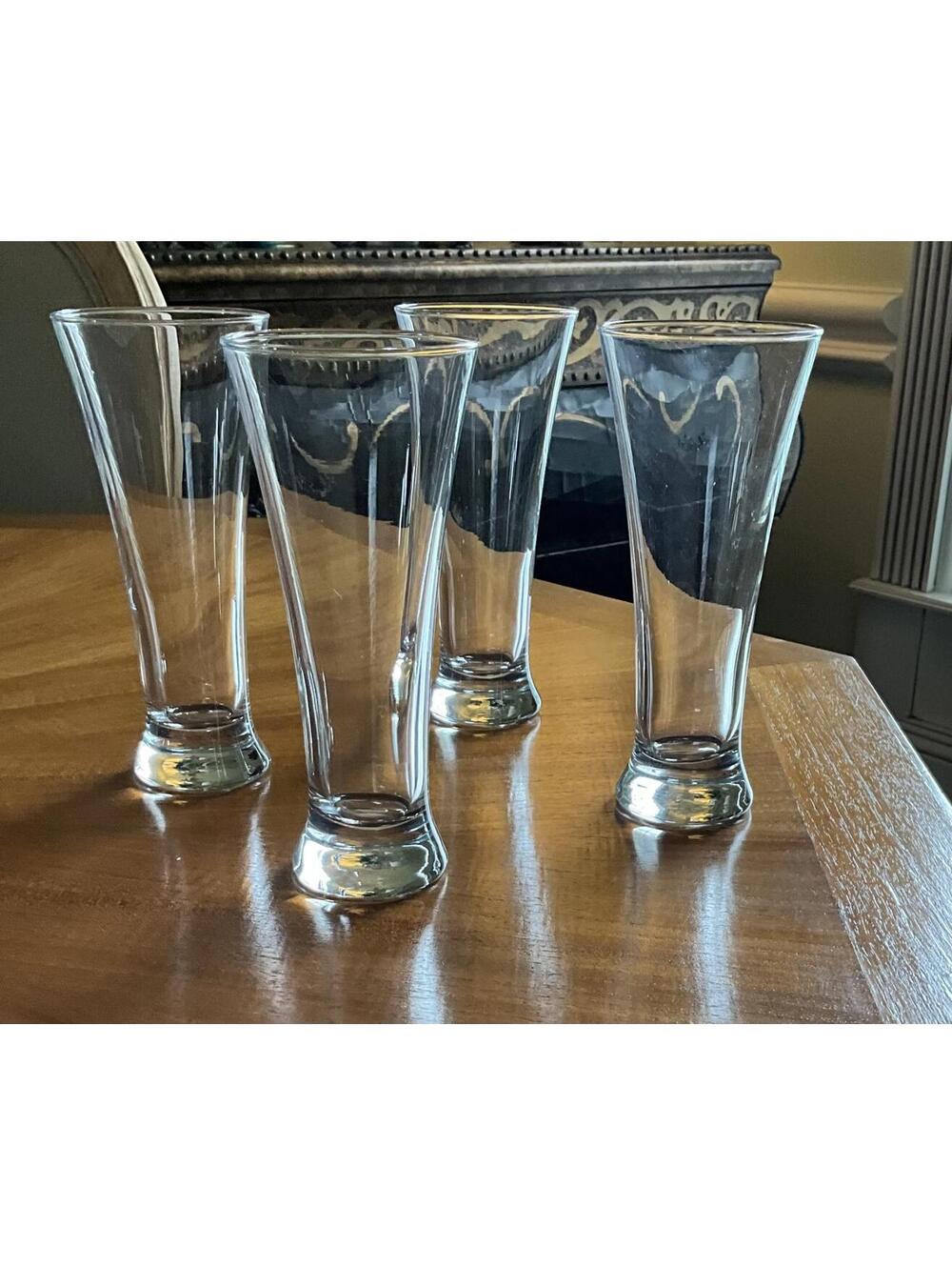Set of 4 Vintage Pilsner Footed Beer Glasses